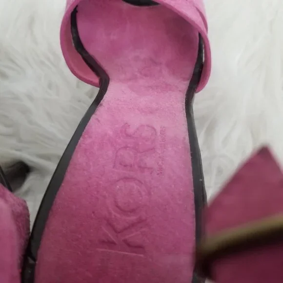 Vintage 90s Kors Michael Kors All Leather Hot Pink Heels 6 1/2 - Picture 11 of 12